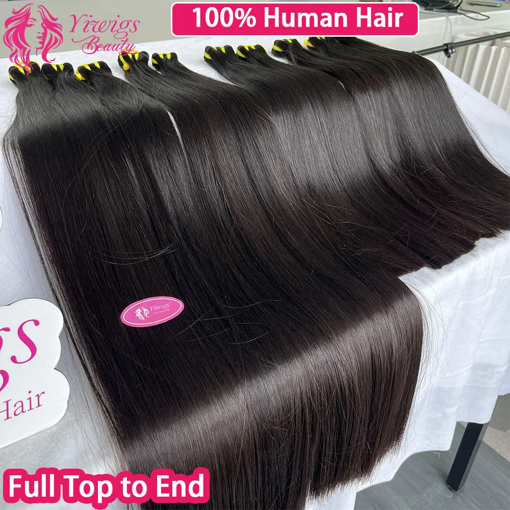 16A Super Double Drawn Bone Straight Human Hair Bundles Unprocessed Raw Virgin Vietnamese Hair Weave Extensions Full Ending