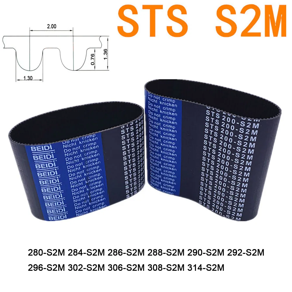 

1pcs Width 6 10mm STS S2M Rubber Timing Belt Pitch Length 280 284 286 288 290 292 296 302 306 308 314mm