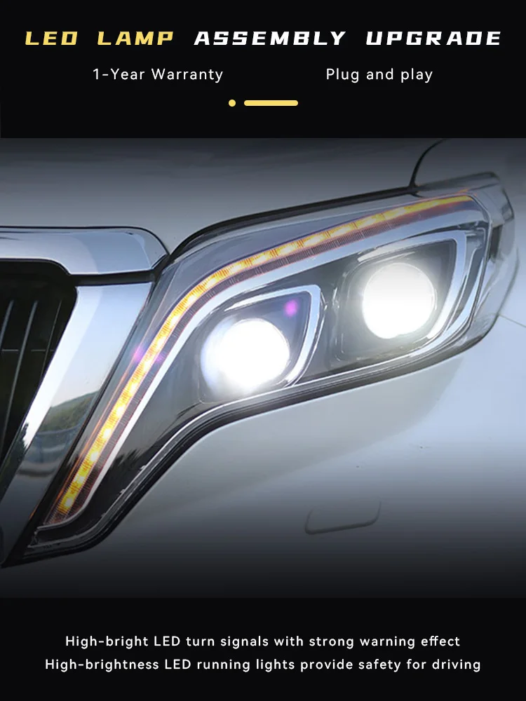 Фара для Toyota Prado LC150 2014-2017 автомобильные фары DRL Dynamic 2017 новейший дизайн