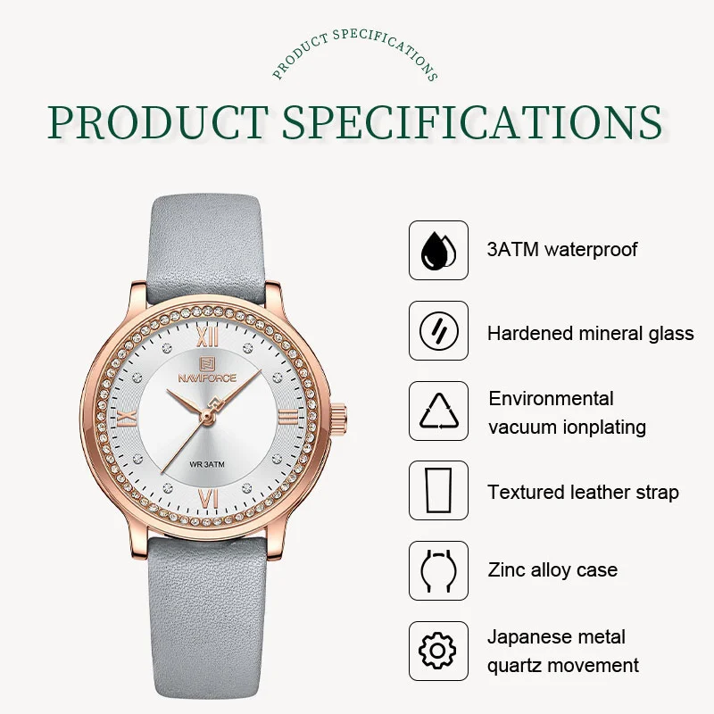 NAVIFORCE Personality Women Watch Quartz Waterproof Ladies Wristwatches Fashion Luxury Dress Clock Romatic Girlfriend Gift