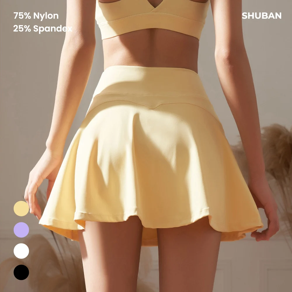 

Женская симпатичная теннисная юбка с высокой талией и оборками на подоле, спортивная короткая юбка 2 в 1 для гольфа и фитнеса
