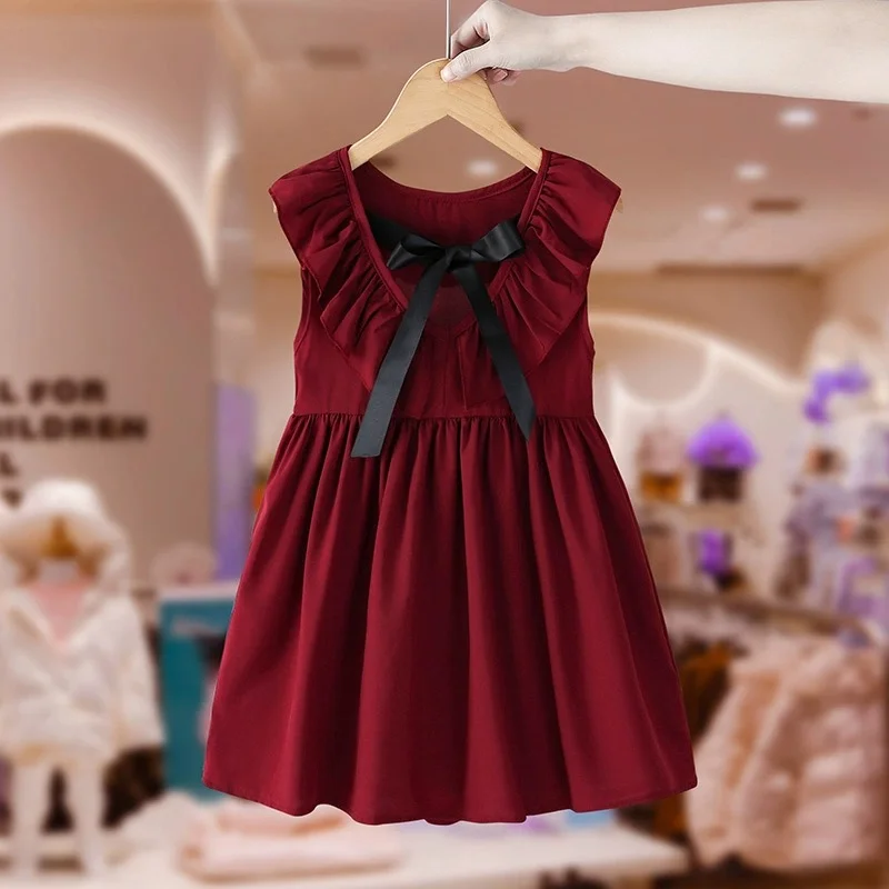 

Новое поступление, повседневные Летние Платья с цветочным принтом для девочек, с бантом и оборками, платье для девочек 5 лет, одежда для девочек