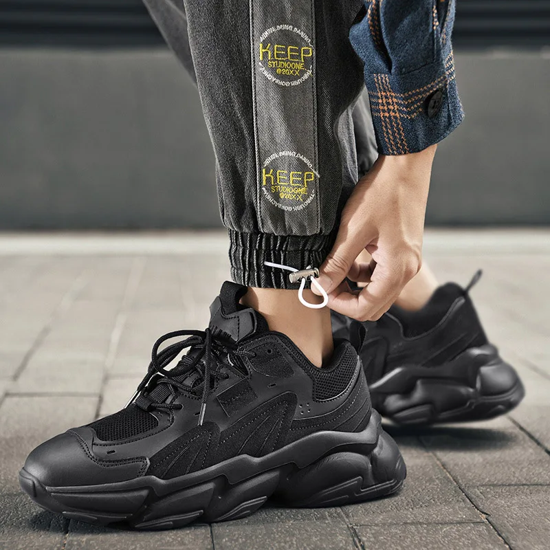 

WEH 2022 New Men Sneakers Fashion Platform Trend Casual Comfortable Black Shoes Mens Chunky Sneaker Designer White Shoes