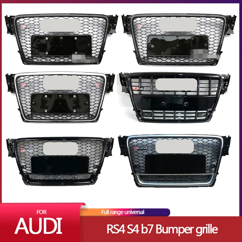

2006-2008 Honeycomb grille for A-udi A4 S4 b7 upgrade RS4 black silver auto front bumper grille