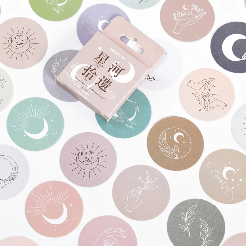 Ed Stickers Artistic Fresh Hand Tent Diary Decoration Gift Seal Sticker Painting Moon Scrapbooking Stickers