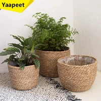 straw weaving flower plant basket grass planter basket indoor outdoor flower pots cover plant containers for plantable plants fu
