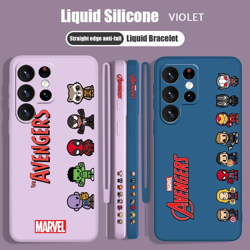 

Marvel's Avengers Assemble Phone Case For Samsung S23 S22 S21 S20 Fe S10 Note 20 10 Ultra Lite Plus Liquid Left Rope Cover