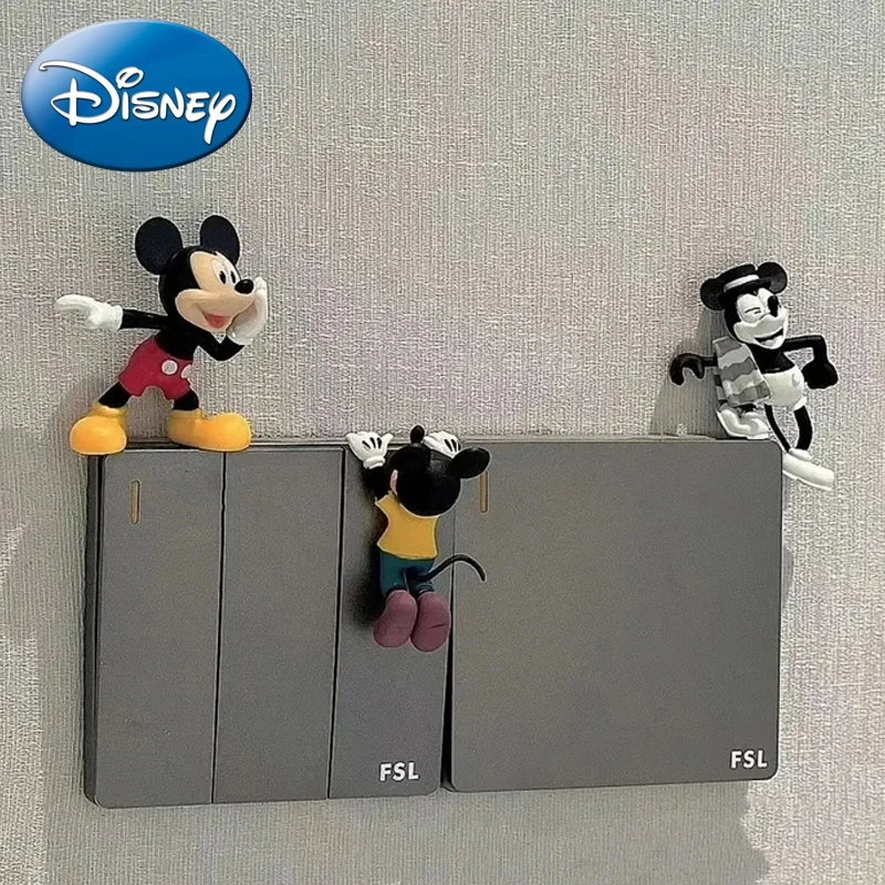 

Disney Action Figures Mickey Mouse Ornaments Mickey Toys Doll Creative Cartoon Wall Stickers Room Model Decoration Gifts 6cm