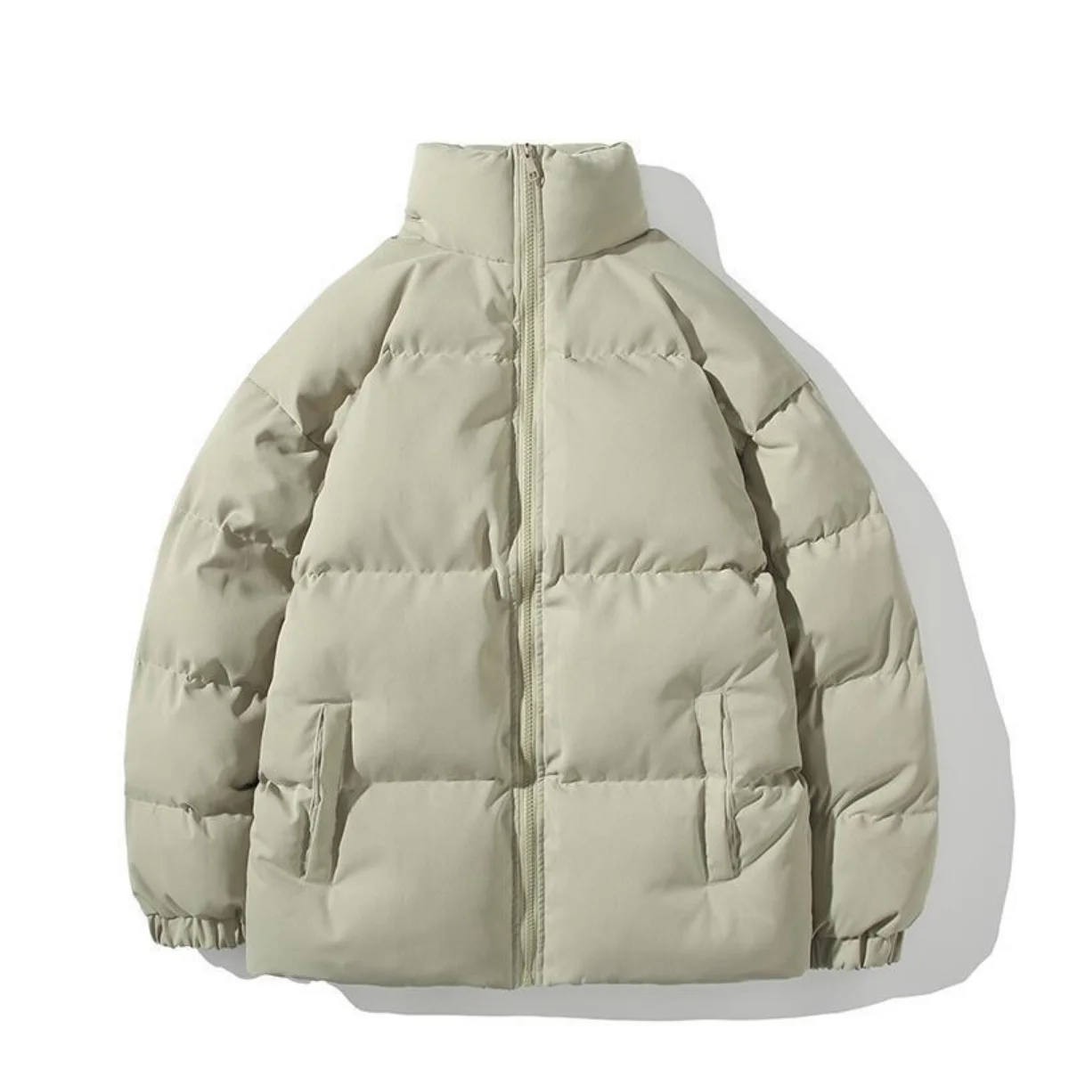 2022 Winter Stand-up Collar Bread Suit Men's New Trend Solid Color Cotton Suit Style Thick Warm Cotton Jacket Jacket Men