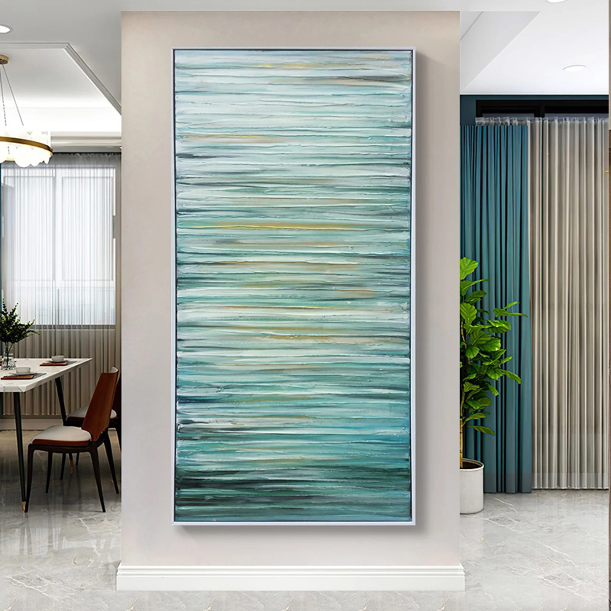 

Original Lake view Abstract Oil Painting Handmade on Canvas with Texture laminas decorativas pared cuadros unFrame home decor
