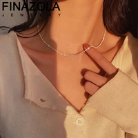 finazola trendy stainless steel sparkling gypsophila chokers necklaces brand design fadeless titanium chain women jewelery