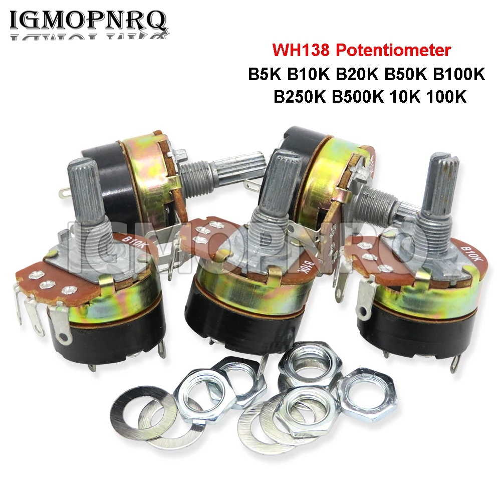 Регулятор скорости потенциометр с регулируемым сопротивлением, WH138, с переключателем, WH138-1, B5K, B10K, B20K, B50K, B100K, B250K, B500K, 10K, 100K, 2 шт. Регулятор скорости потенциометр с регулируемым сопротивлением, WH138, с переключателем, WH138-1, B5K, B10K, B20K, B50K, B100K, B250K, B500K, 10K, 100K, 2 шт.