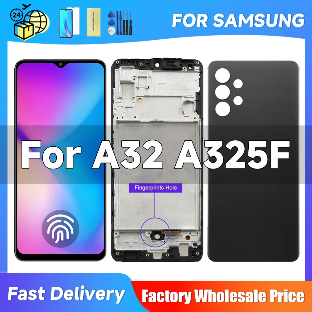 A32 A325F A325F/DS Diaplsy экран с отпечатками пальцев для Samsung Galaxy ЖК-дисплей цифровой