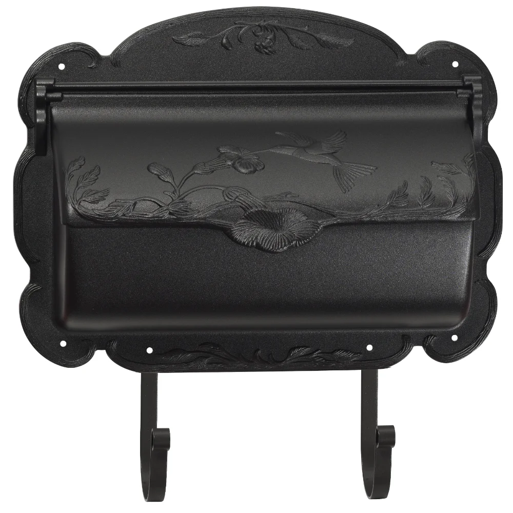 Hummingbird Cast Aluminum Mailbox, Black Post Box Outdoor  Mail Box Outdoor 5.00 X 17.00 X 17.00 Inches