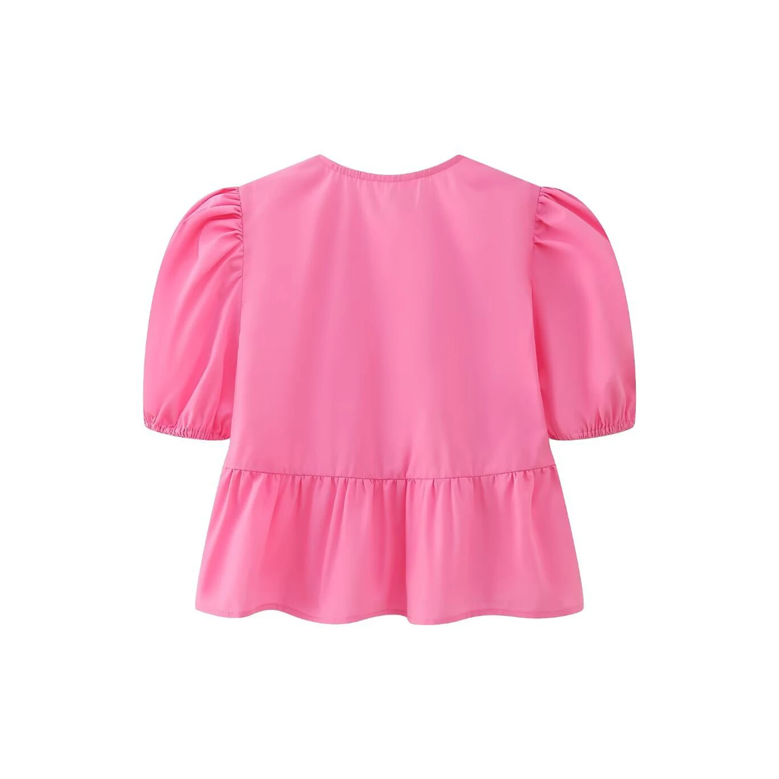 Укороченные топы для женщин y2k однотонная блузка с оборками и коротким пышным