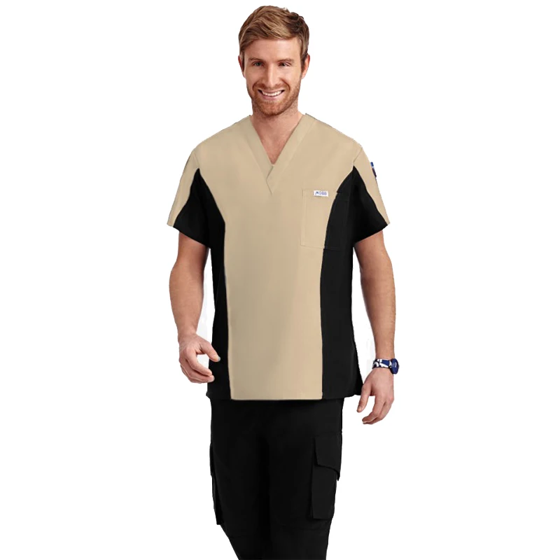 

High Quality Men Medical Uniforms Short Sleeve Scrubs Set Hospital Vneck Tops Pant Doctors Nurses Nursing Clothes Surgical Suits