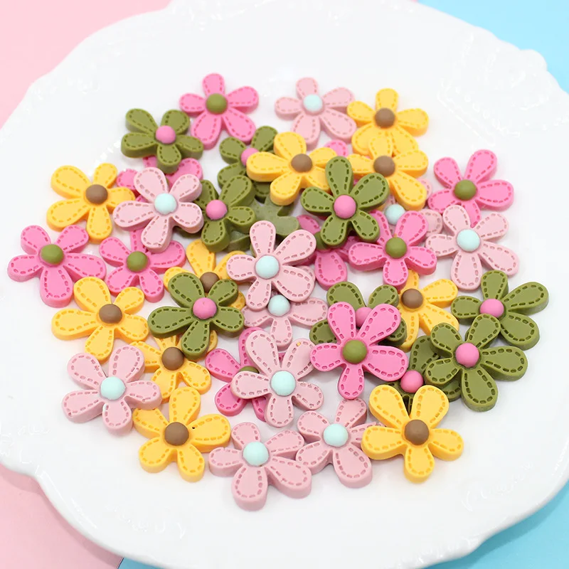 

10pcs Diy Mini Resin Kawaii Flower Material Scrapbooking Flat Back Embellishments Supplies Craft Miniatures Accessories Figures