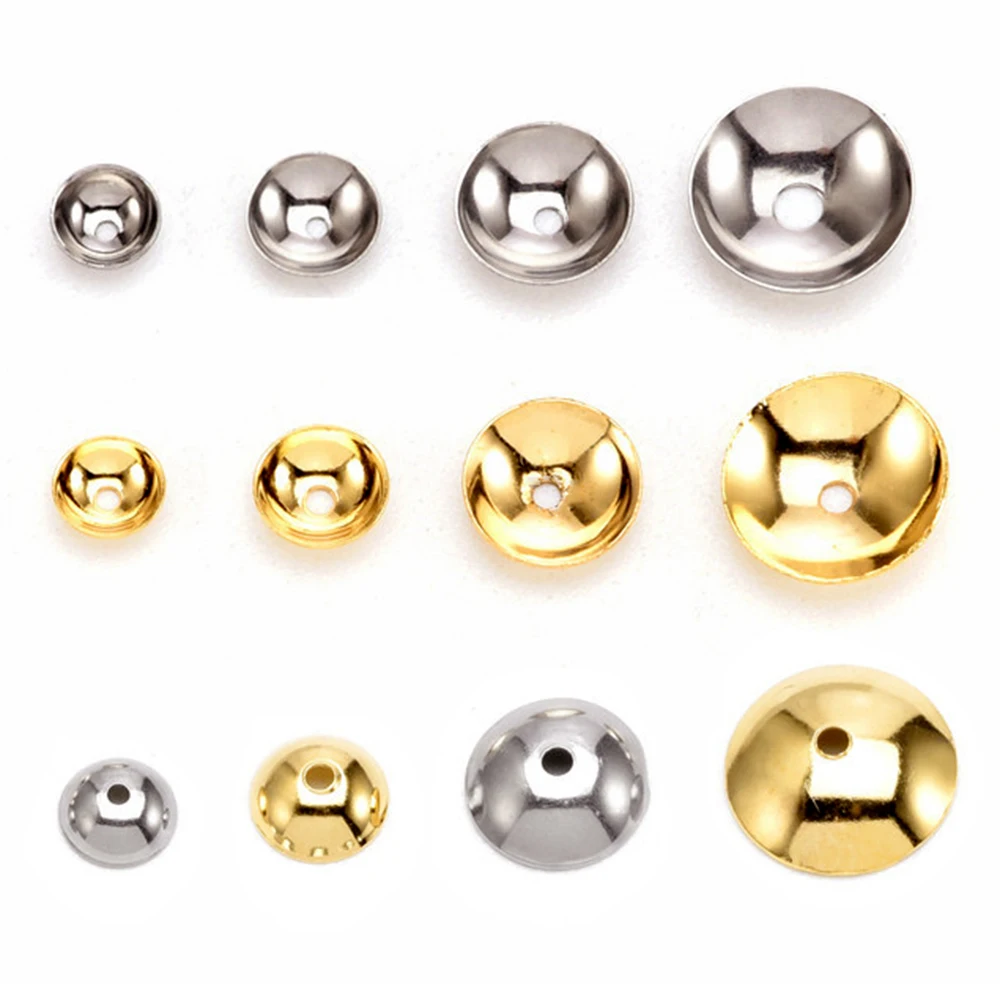 

50pcs/lot 3-10mm Gold Color Stainless Steel Round Bead Caps Spacer Beads for Jewelry Making DIY Components Accessories Supplies