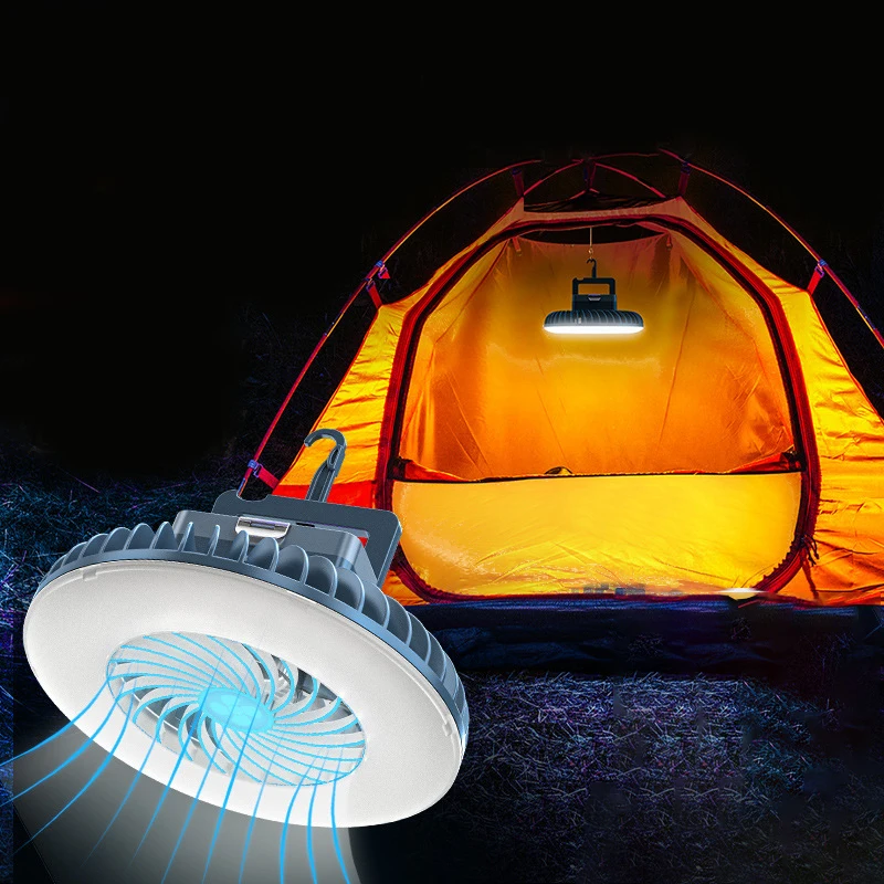 Camping Fan Camping Light Portable Lantern LED Flashlight Tent Fan Power Bank Emergency Lamp Camping Equipment