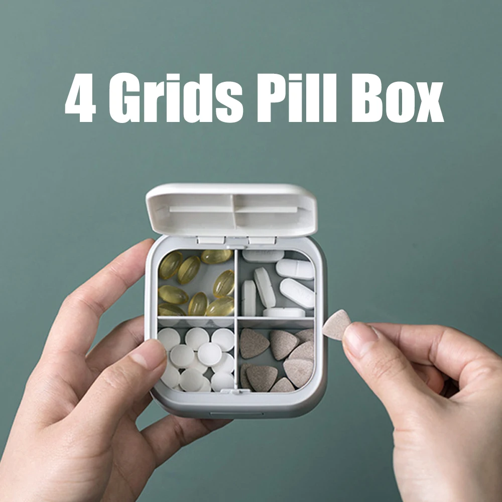 

4 Grids Waterproof Medicine Pill Box Portable Nordic Pill Box Drug Tablet Case Medicine Storage Vitamins Container Plastic Box