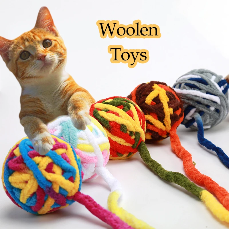 

Funny Sounding Toy For Cat Yarns Grind Paw Interactive Play Chewing Rattle Wool Kittens Cat Scratch Rolling Yarns Ball Supplies