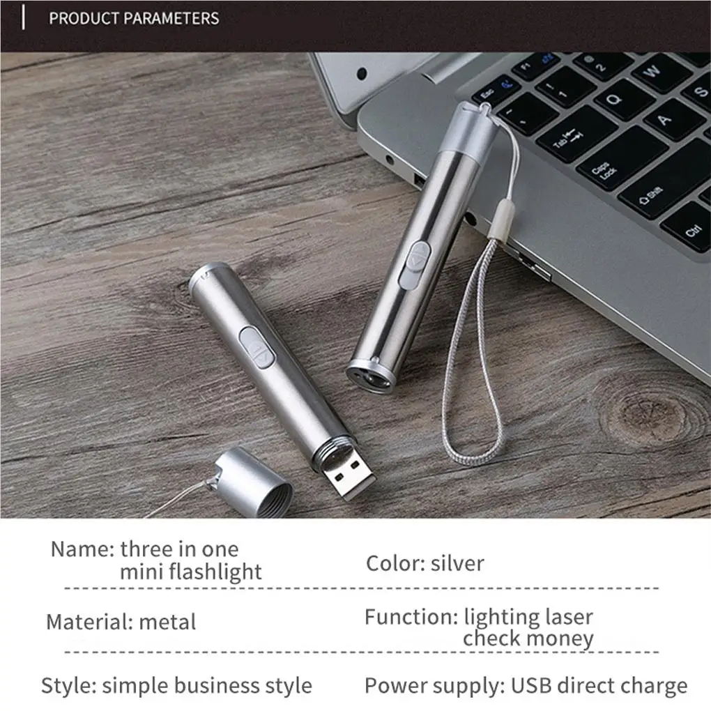 Фото USB Перезаряжаемый Фонарик 3-в-1 с указателями, инфракрасный детектор ПЭТ №4