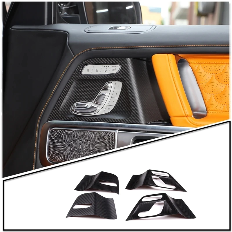 

Кнопки для дверей автомобиля из настоящего углеродного волокна, панель регулировки сиденья, отделка для Mercedes-Benz G-Class W463 2019-2020, аксессуары для интерьера