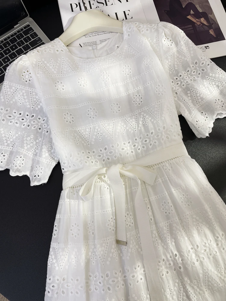 Лето 2024 морское праздничное платье без рукавов феи корейское вязаное крючком