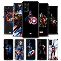 marvel phone case for realme 5 6 7 7i 8 8i 9i 9 xt gt gt2 c17 pro 5g se neo2 silicone case cover anime marvel captain america