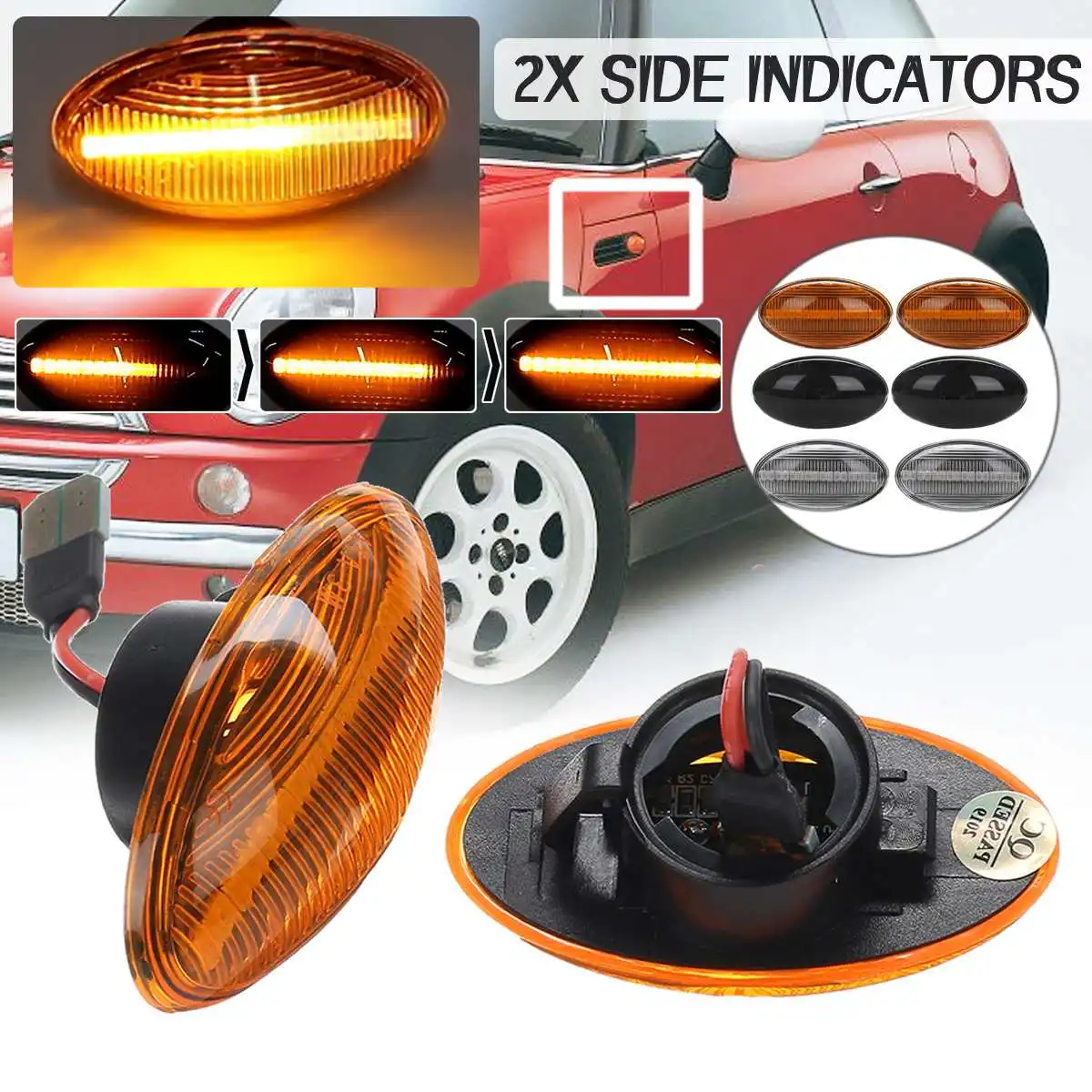 

2pcs Flowing Turn Signal Lamp Dynamic LED Side Marker Light Error Free Panel Lamp For BMW for MINI Cooper R50 R52 R53 02-08