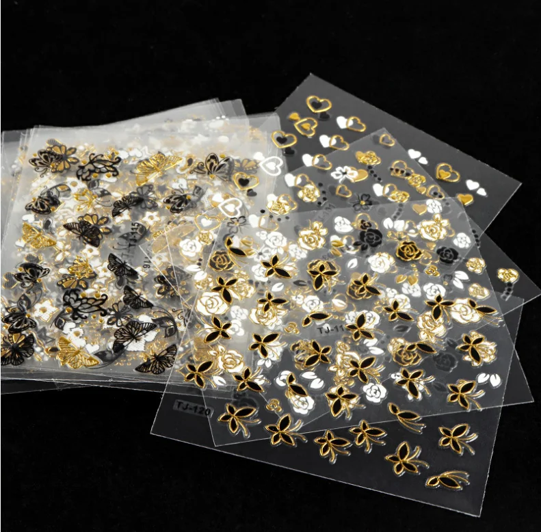 

Новинка 2022, 30 шт., аксессуары для увеличения ногтей 3D, черная, Золотая Бабочка, искусственная кожа