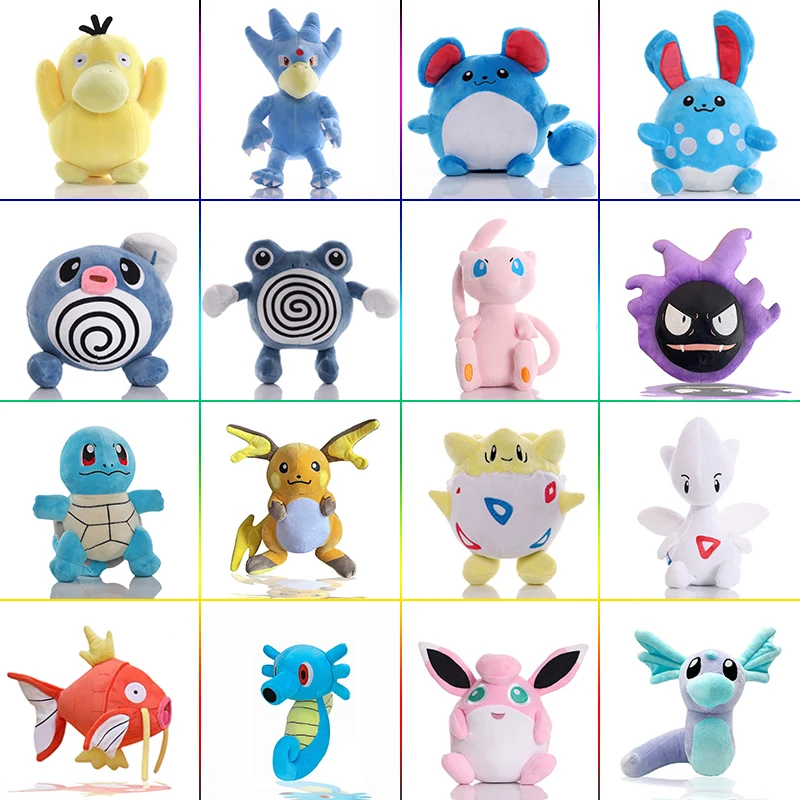 20cm Pokemon Poliwhirl Golduck Mew Gastly Plush Toys Pokémon Raichu Wigglytuff Dratini Togepi Magikarp Doll Christmas present