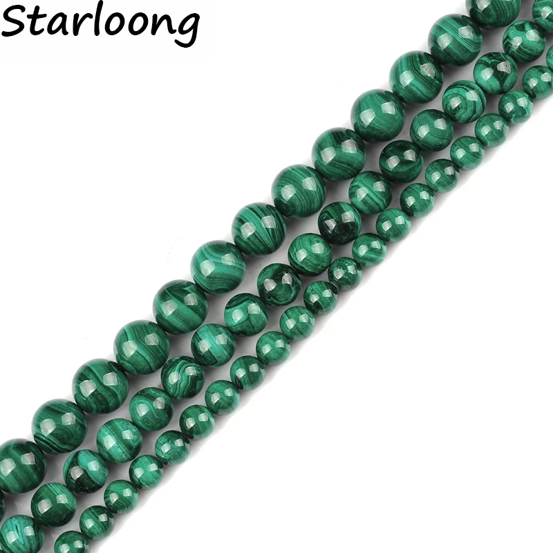 

RUI LONG 5A Real Natural Stone Genuine Round Malachite Beads Loose Strand 15" 4-12MM Pick Size DIY Jewelry Making Bracelets