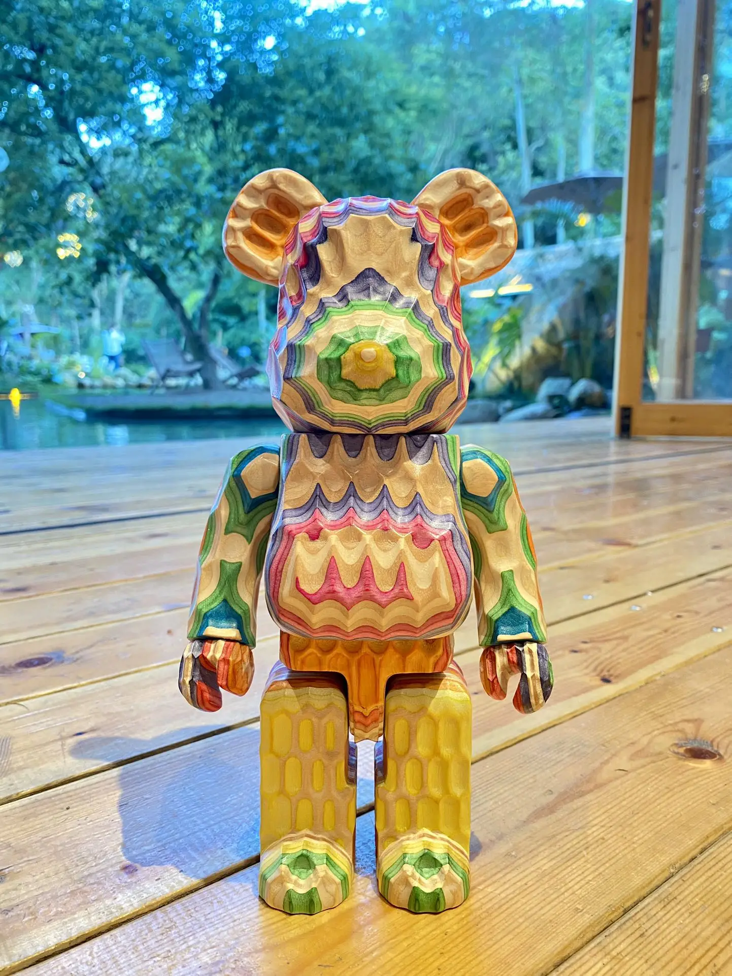 Деревянный скейтборд Rainbow 400% вертикальный Радужный волнистый медведь