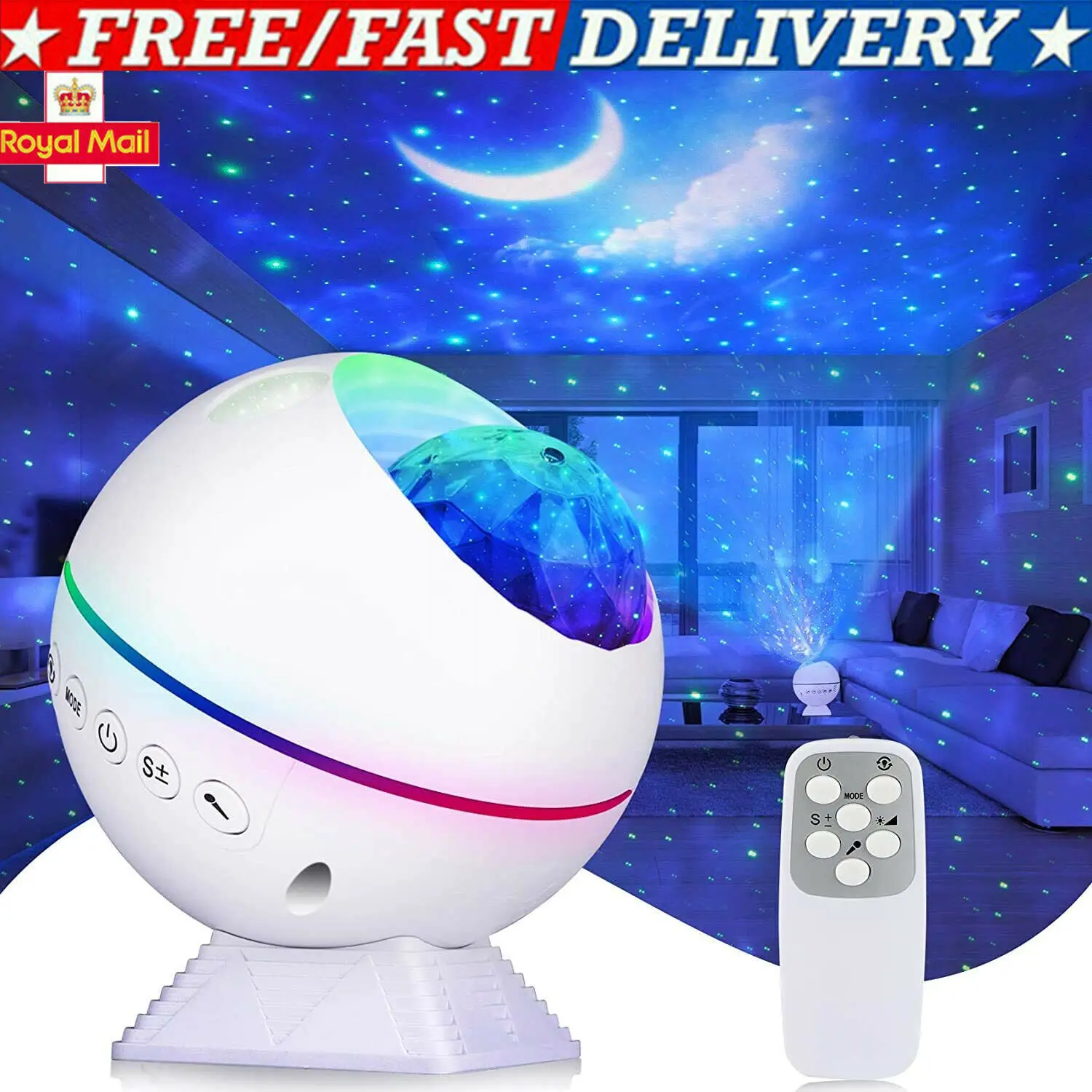 

LED Galaxy Star Moon Cloud Projector Night Light Starry Ocean Wave Lamp Remote