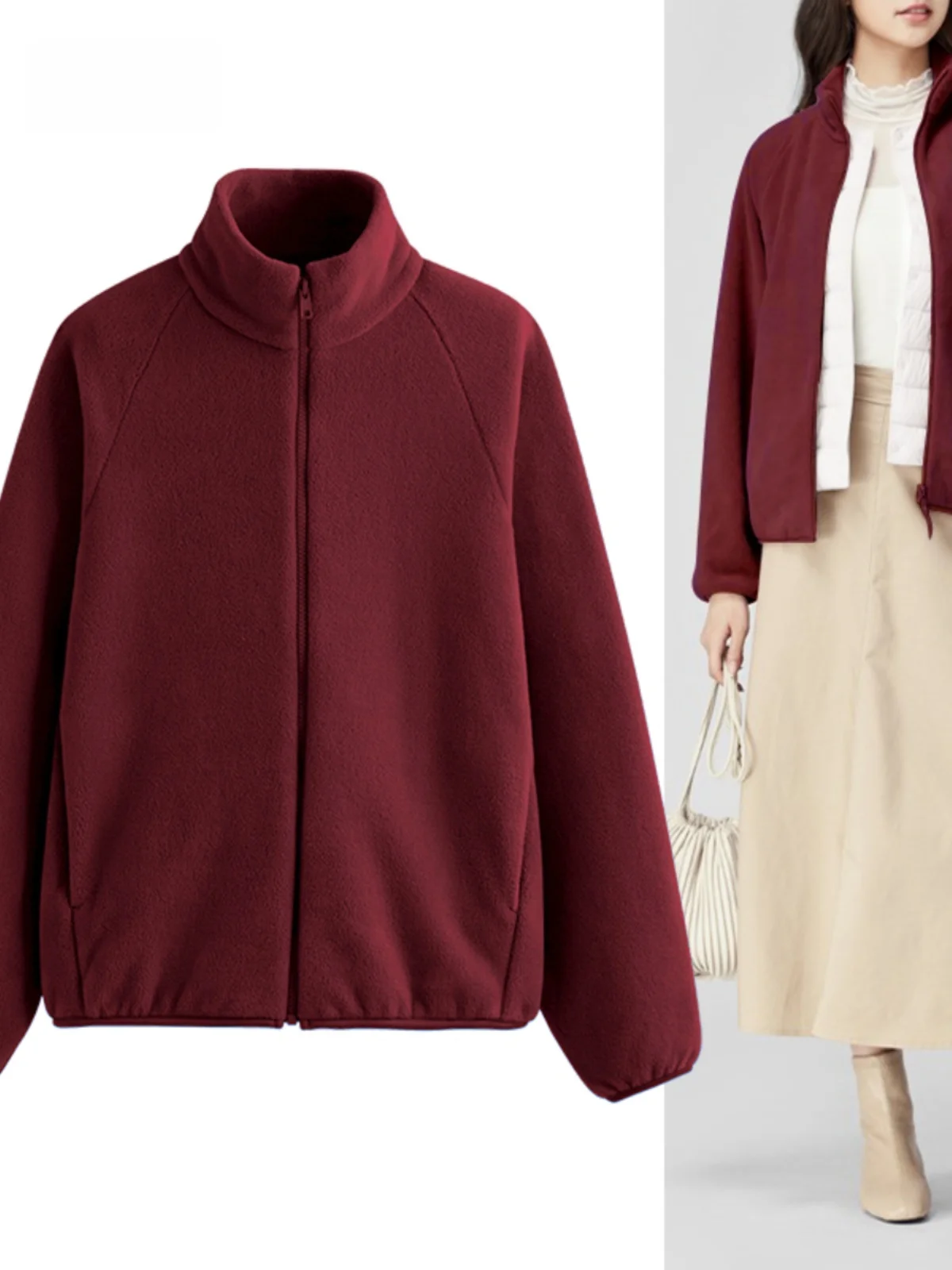 Серая верхняя одежда из флиса женская осенне-зимняя новая свободная с