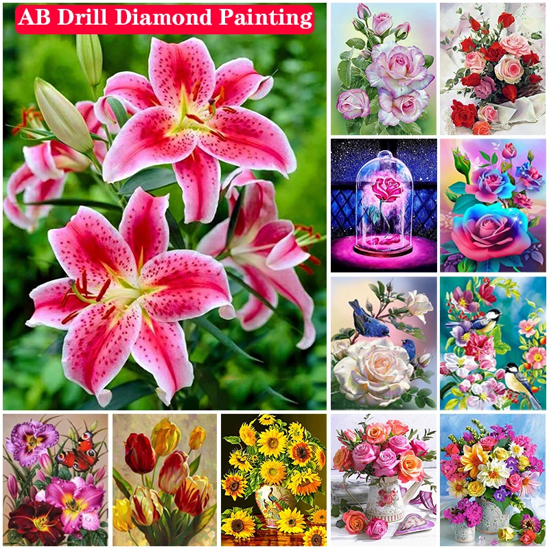 

5D Flower AB Diamond DIY Painting Kits Animal Bird Pintura Diamonds Nouveaute Embroidery Mosaic Cross Stitch Art Home Decor Gift