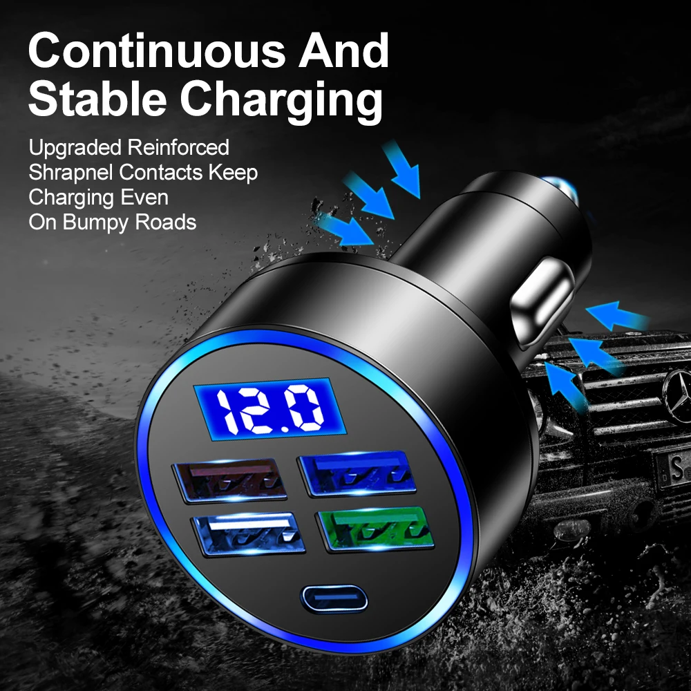 15.5W-3.1A Car Chargers 4 Ports Type c Fast Charging For Samsung Huawei iphone 11 8 Universal Display USB Car charger Adapter images - 6