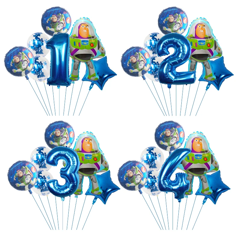 

12Pcs Woody Captain Digital Balloons Cartoon Blue Buzz Lightyear Globos Children Story Theme Birthday Party Decorations Kids Toy