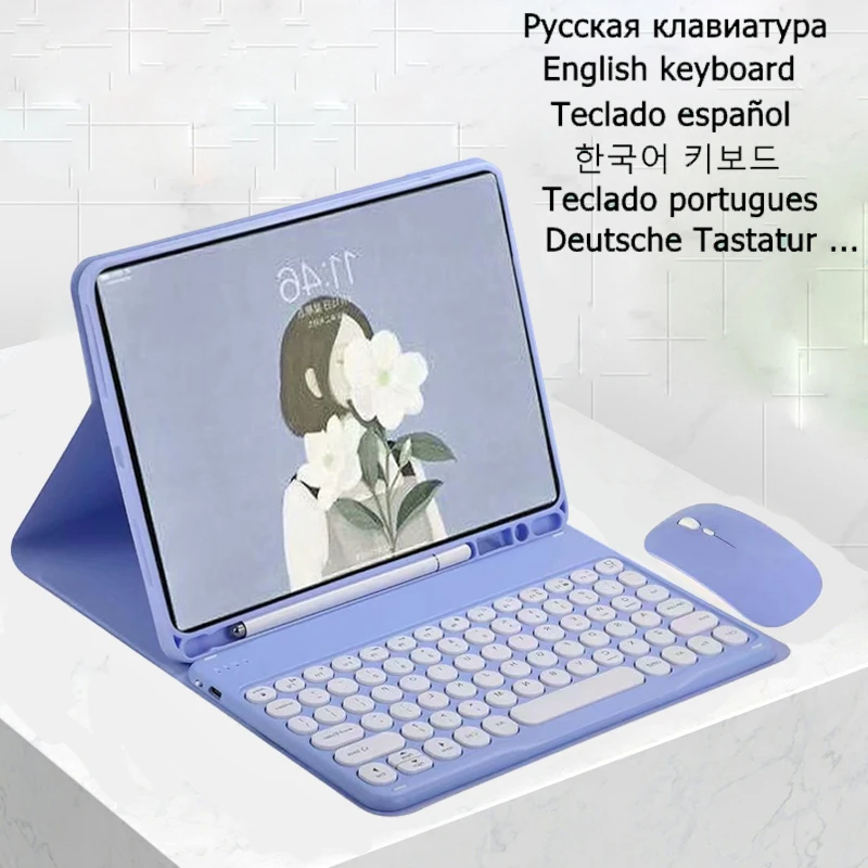 Cover Funda for Samsung Galaxy Tab S6 Lite 10.4 Keyboard Case SM-P610 P615 Russian Spanish English Korean Wireless Keyboard