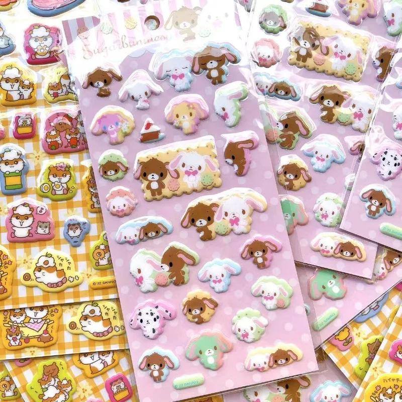 Фото Милые 3D-наклейки Kawaii Sugarbunnies Usahana: объемные стикеры из ПВХ с кроликами и хомяками для дневников, чехлов для телефонов, поделок своими руками, подарков друзьям №3