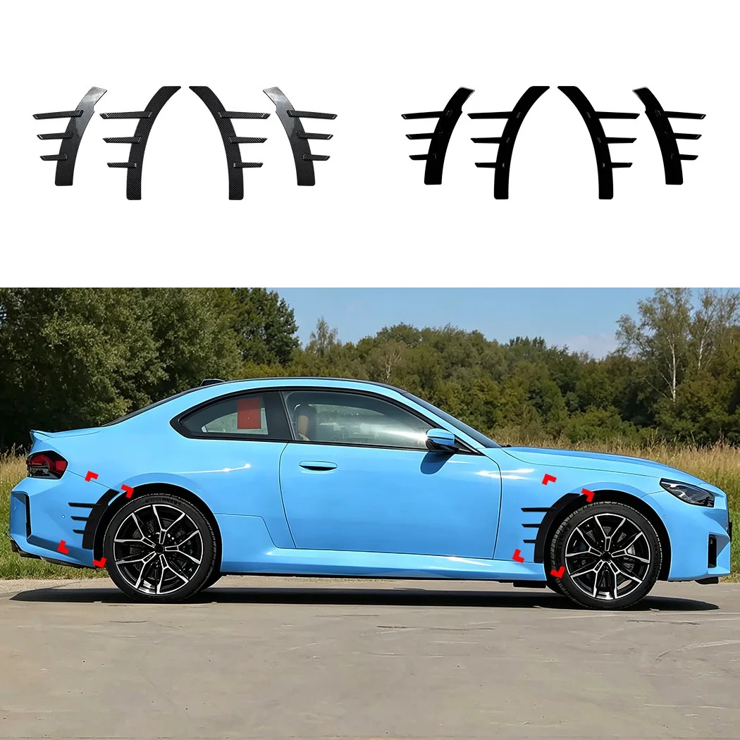 Фото Для BMW 2 серии G42 M2 G87 2022+ Декоративные накладки на колесные арки в стиле MP, передний сплиттер, ветровые накладки на колесные арки, комплект из 4 частей №1