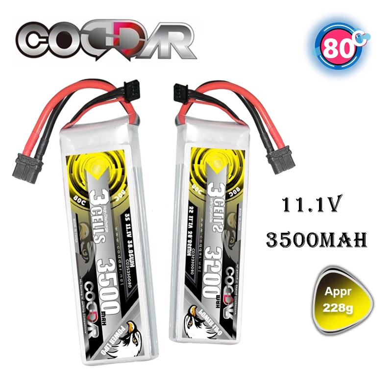 

CODDAR Long Flight High Volume 3S1S 80/160C 11.1V 3500mAh Lipo Battery For FPV Racing Drone RC Racer With XT60 XT90 EC5 Connetor