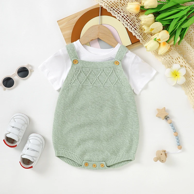 

Infant Boy Girl Bodysuits Clothes Solid Color Sleeveless Newborn Netural Knitted Onesie 0-18m Toddler Children One Piece Outfits