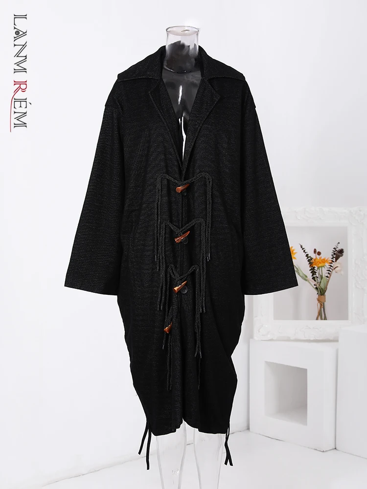 

Тренч LANMREM Женский на шнуровке, модная ветровка средней длины с одной пуговицей, уличная одежда, черный цвет, 32C261, 2023