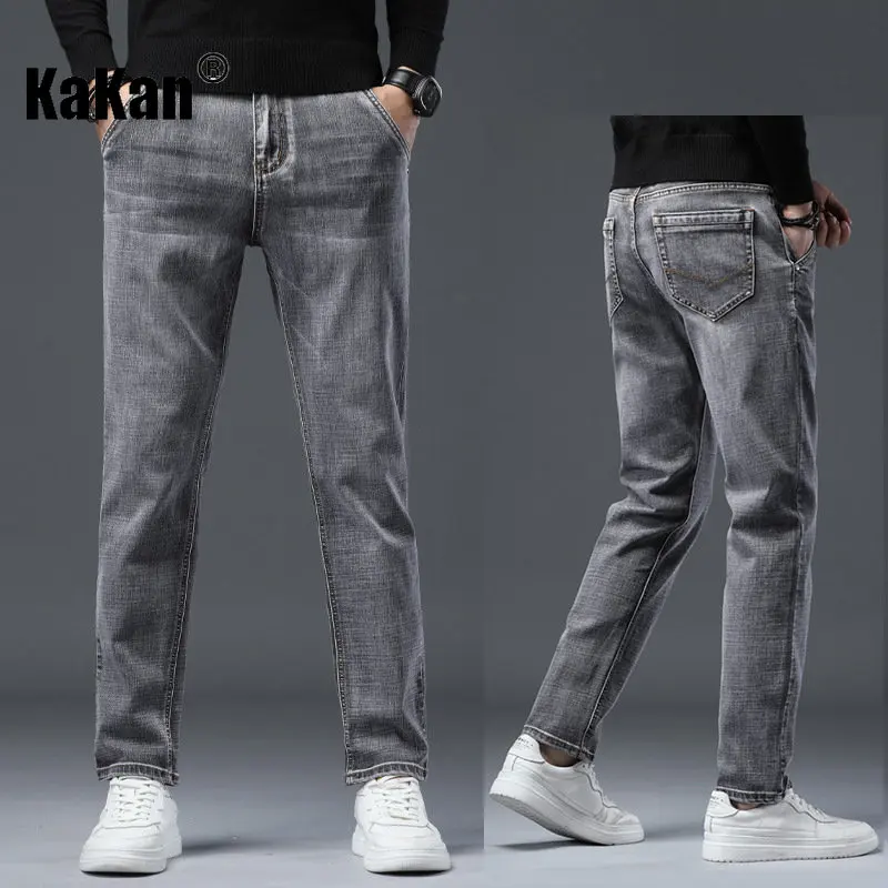 Kakan - Korean Version of New Straight Tube High-end Trendy Jeans for Men, Thin Stretch Casual Long Jeans K42-1213