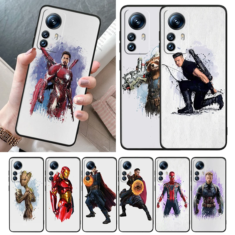 

Marvel Hero In Painting Case For Xiaomi 12T 12S 12 11 Ultra 11T 10T 9T Note 10 Pro Lite 5G Soft TPU Black Phone Cover Shell Capa