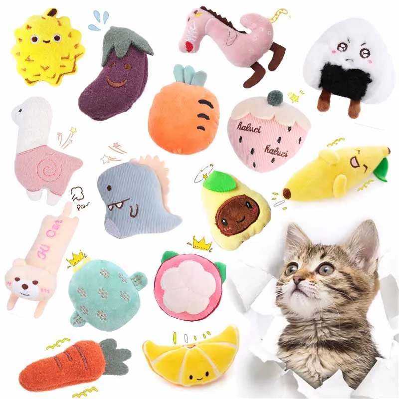 

5pcs/lot Cat Toy Catnip Interactive Plush Stuffed Chew Pet Toys Claw Funny Cat Mint Soft Teeth Cleaning Toy For Cat Kitten