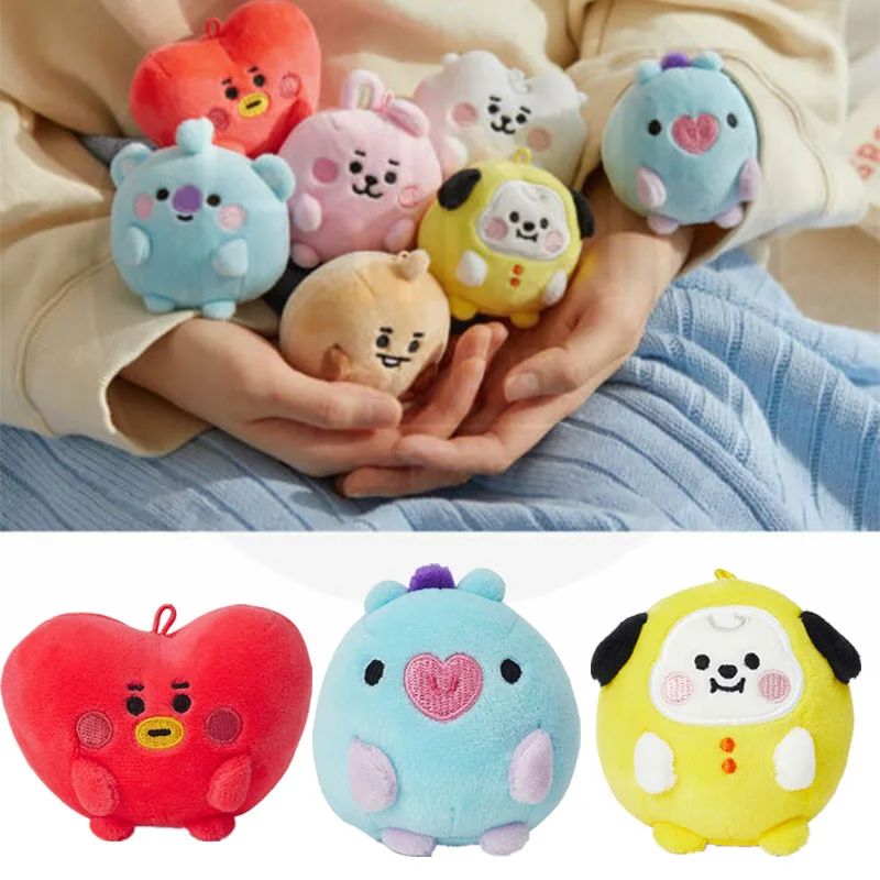 

7Cm Kpop Kawaii Doll Keychain Cartoon Korean Bt21 Anime Plush Dolls Pendant Toys Pongpong Standing Decorative Gifts for Children