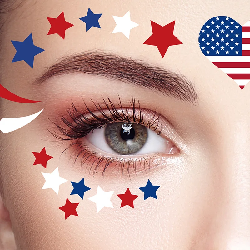 

10/20pcs 4th July Patriotic Day Decoration Face Patch Tattoo Stickers USA Temporary Tattoo Independence Day Waterproof